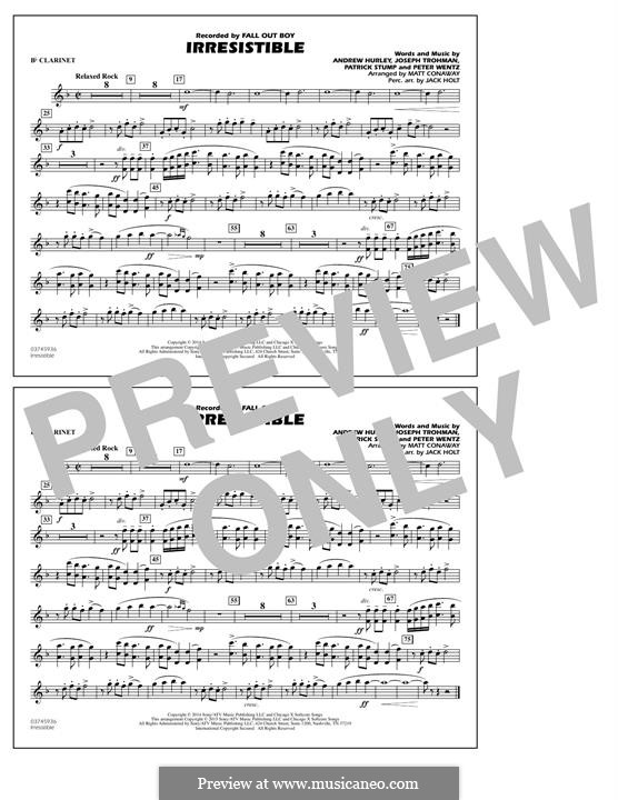 Irresistible (Fall Out Boy): Bb Clarinet part by Andrew Hurley, Joseph Trohman, Patrick Stump, Peter Wentz