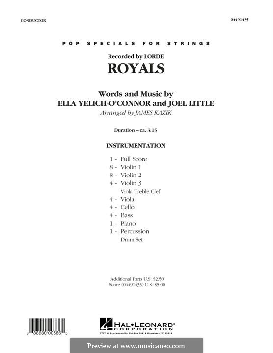 Royals (Orchestra version): Партитура by Ella Yelich-O'Connor, Joel Little