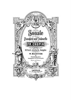 Соната для виолончели и фортепиано соль минор, Op.65: Партитура by Фредерик Шопен