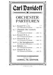 Концерт для виолончели с оркестром No.3 ре-мажор, Op.18: Партитура by Карл Давыдов