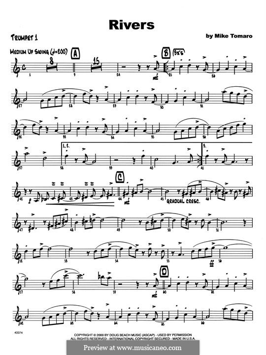 Rivers: 1st Bb Trumpet part by Mike Tomaro