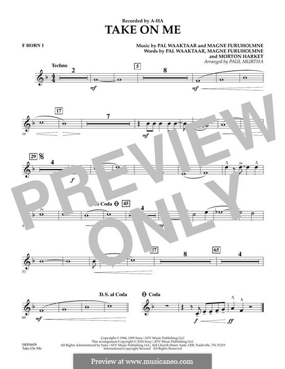 Concert Band version: F Horn 1 part by Mags Furuholmen, Morten Harket, Pal Waaktaar