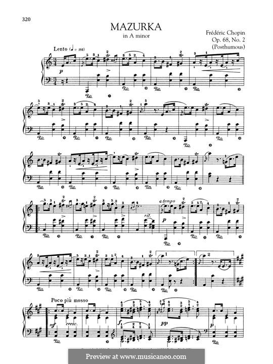 Мазурки, Op. posth.68: No.2 in A Minor by Фредерик Шопен