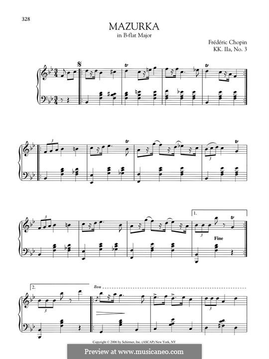 Мазурка си-бемоль мажор, B.16 KK IIa/3: Для фортепиано by Фредерик Шопен