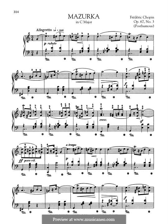 Мазурки, Op. posth.67: No.3 in C Major by Фредерик Шопен