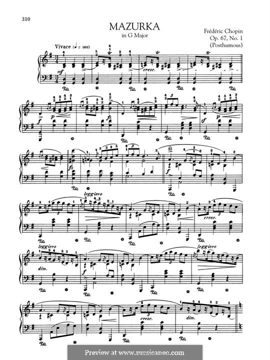 Мазурки, Op. posth.67: No.1 in G Major by Фредерик Шопен