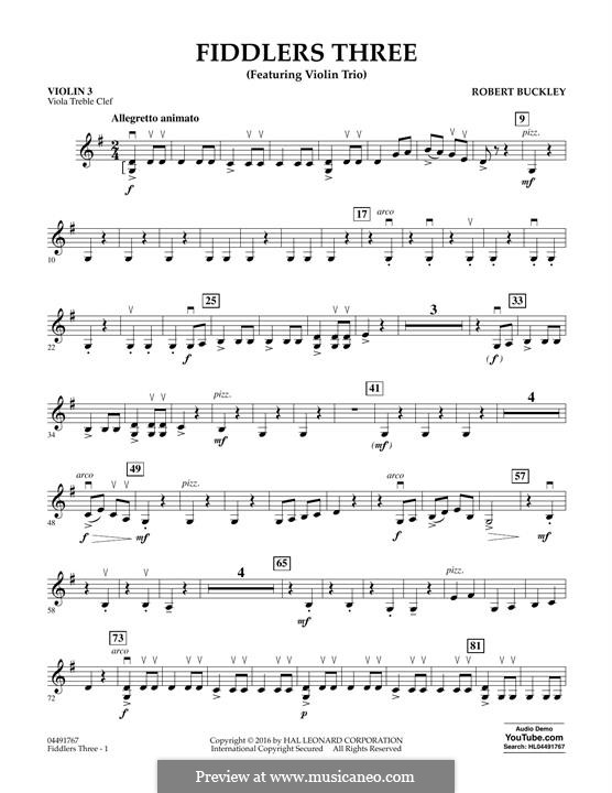 Fiddlers Three: Violin 3 (Viola Treble Clef) part by Robert Buckley
