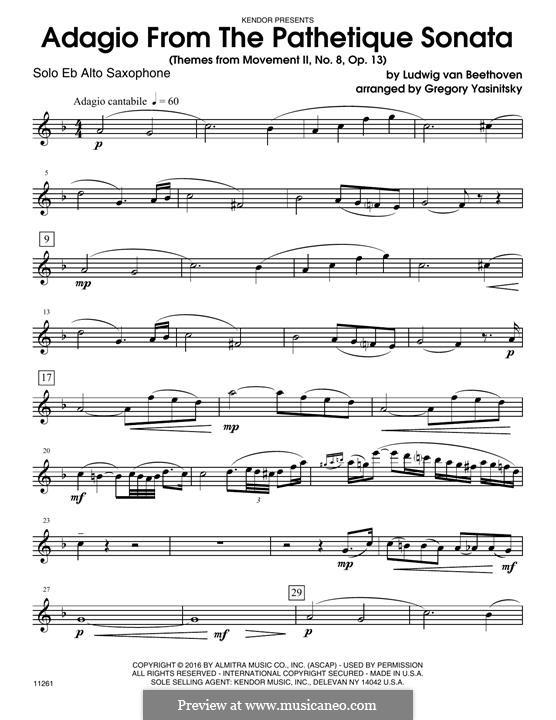 Часть II: Themes, for alto saxophone and piano – alto sax part by Людвиг ван Бетховен