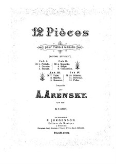 Двенадцать пьес для фортепиано в четыре руки, Op.66: Пьесы No.7-9 by Антон Аренский