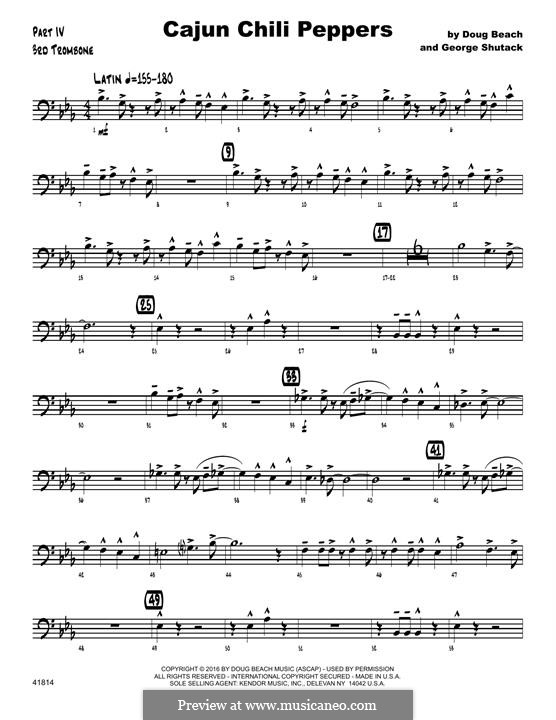 Cajun Chili Peppers: 3rd Trombone part by George Shutack
