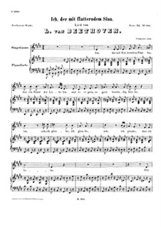 Ich, der mit flatterndem Sinn, WoO 114: Piano score with vocal part by Людвиг ван Бетховен