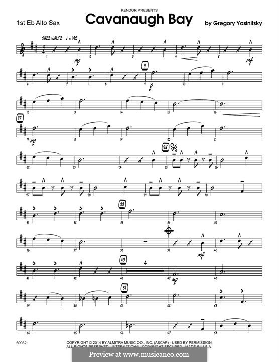 Cavanaugh Bay: 1st Eb Alto Saxophone part by Gregory Yasinitsky