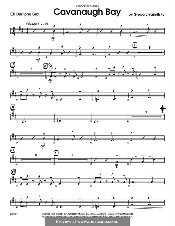 Cavanaugh Bay: Eb Baritone Saxophone part by Gregory Yasinitsky