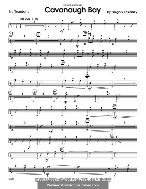 Cavanaugh Bay: 3rd Trombone part by Gregory Yasinitsky