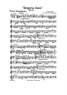 Танец No.5 фа-диез минор: Для духового оркестра – Партия саксофона-тенора by Иоганнес Брамс