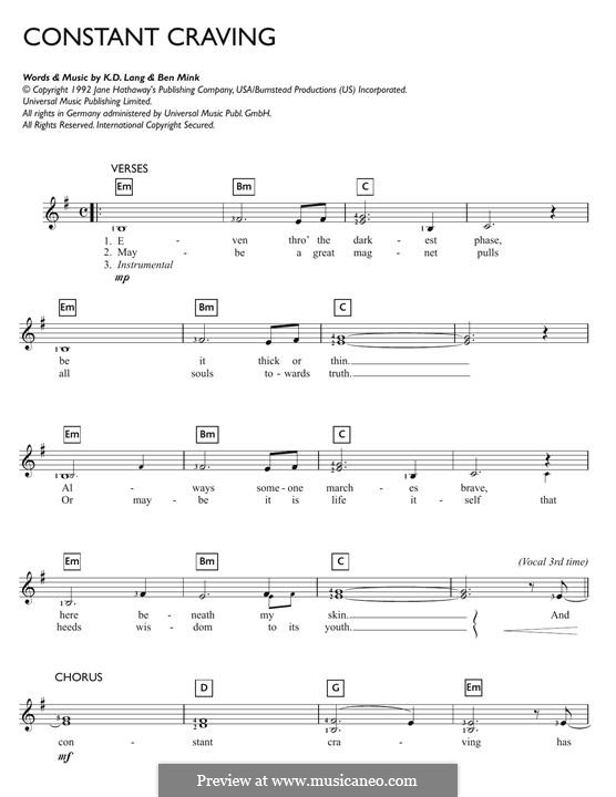Constant Craving: Для клавишного инструмента by Ben Mink, k.d. lang
