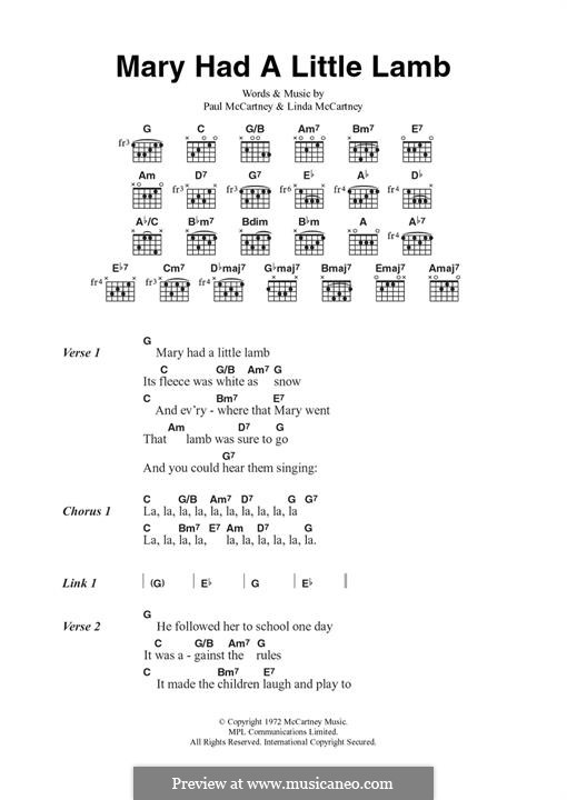 Mary Had a Little Lamb (Wings): Для гитары by Linda McCartney, Paul McCartney