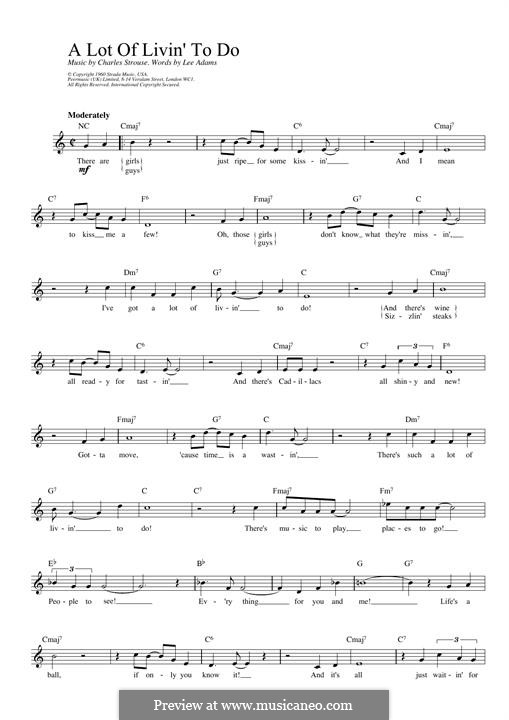 A Lot of Livin' To Do: Для клавишного инструмента by Charles Strouse
