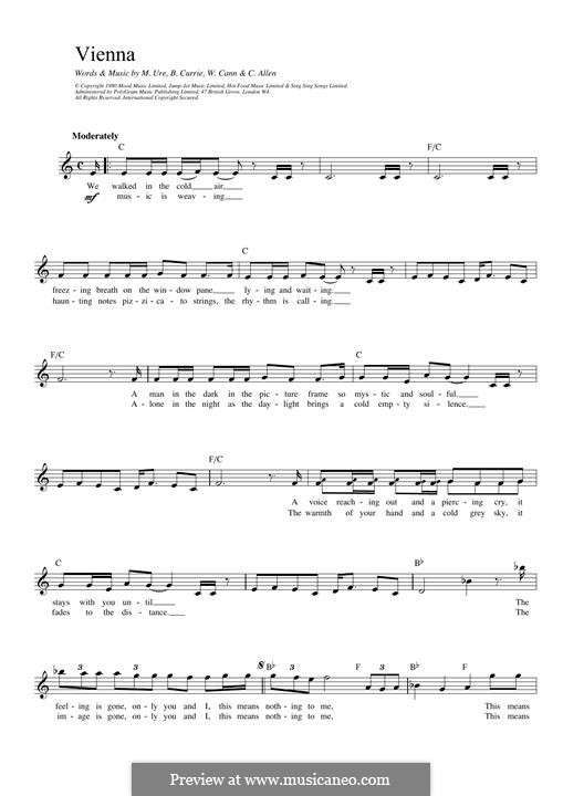 Vienna (Ultravox): Для клавишного инструмента by Billy Currie, Christopher Allen, Midge Ure, Warren Cann