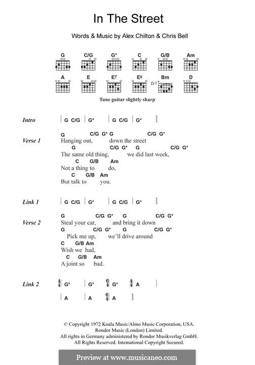 In the Street (Theme from That 70s Show): Для гитары by Alex Chilton, Chris Bell