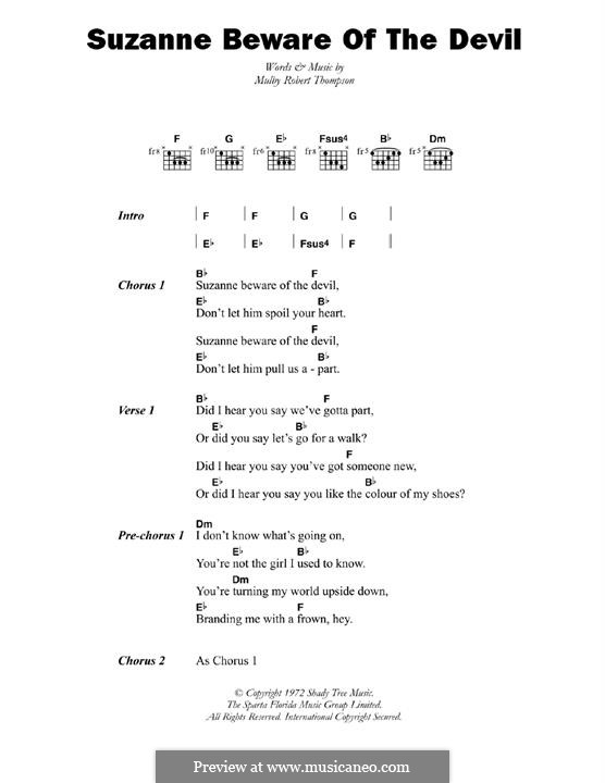 Suzanne Beware of the Devil: Для гитары by Mulby Robert Thompson