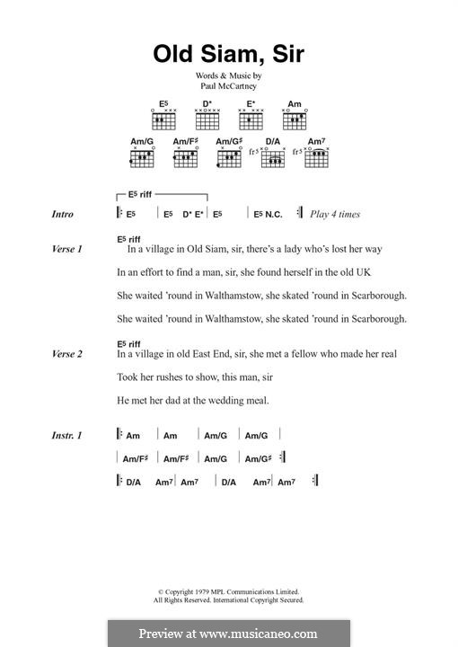 Old Siam, Sir (Wings): Для гитары by Paul McCartney