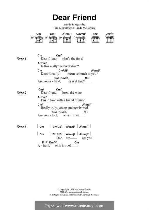 Dear Friend (Wings): Для гитары by Linda McCartney, Paul McCartney