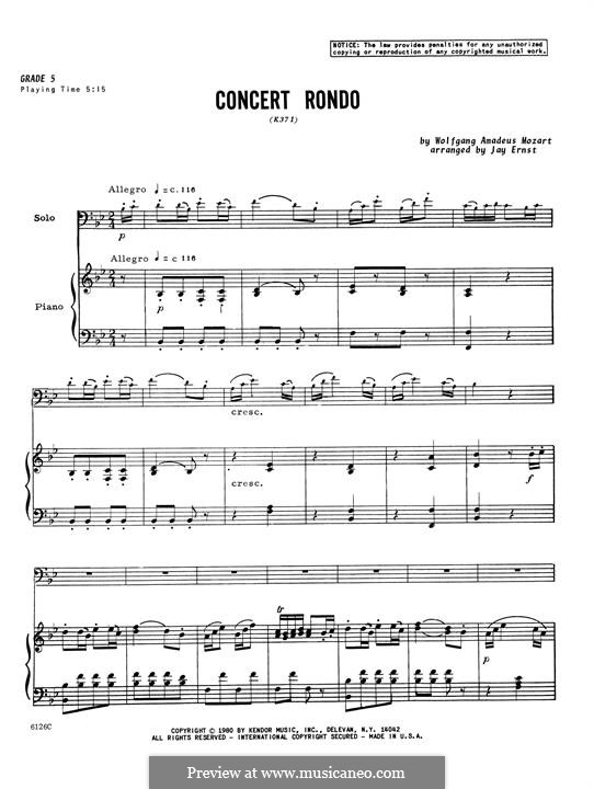 Concert Rondo, K.371: Партия фортепиано by Вольфганг Амадей Моцарт