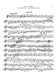 Серенада No.1 ре мажор, Op.11: Партия второй скрипки by Иоганнес Брамс