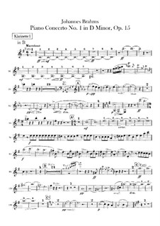 Концерт для фортепиано с оркестром No.1 ре минор, Op.15: Партии кларнетов by Иоганнес Брамс