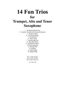 14 Fun Trios: For trumpet, alto and tenor saxophone by folklore