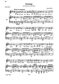 Пять песен, Op.47: No.3 Воскресенье by Иоганнес Брамс