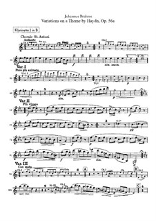 Вариации на тему Гайдна, Op.56a: Партии кларнетов by Иоганнес Брамс