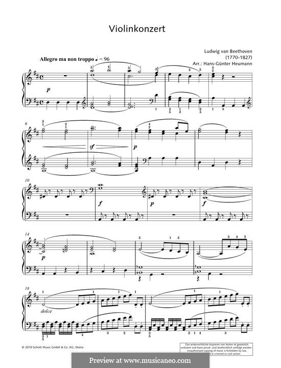 Концерт для скрипки с оркестром ре мажор, Op.61: Movement I (fragment), for piano by Людвиг ван Бетховен