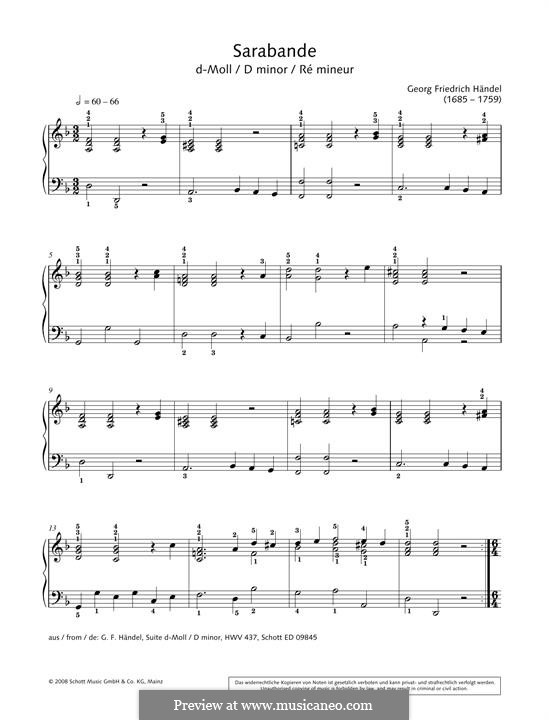 Сюита No.4 ре минор, HWV 437: Сарабанда by Георг Фридрих Гендель