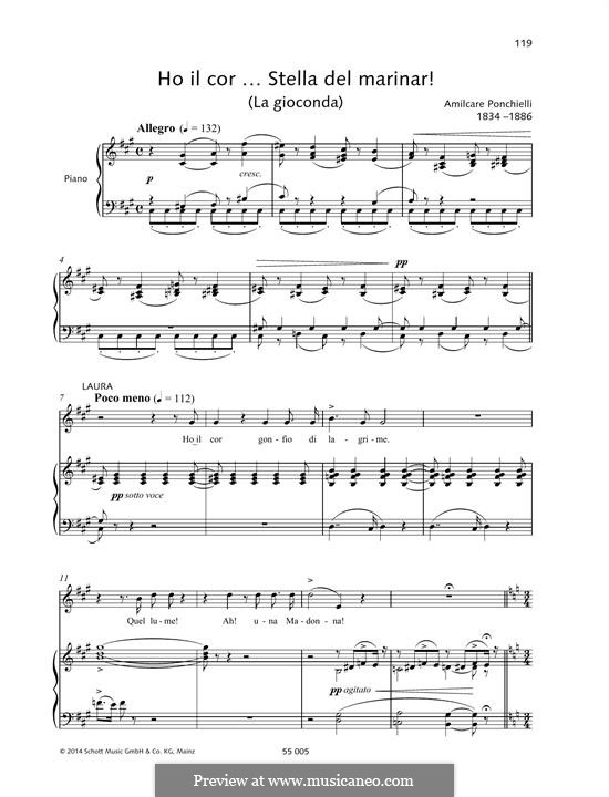 Ho il cor gonfio di lagrima. Aria di Laura: Для голоса и фортепиано by Амилькаре Понкьелли