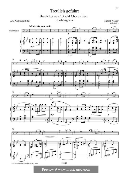 Bridal Chorus (Printable Scores): Для виолончели и фортепиано by Рихард Вагнер
