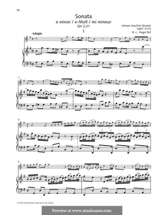 Соната для флейты и бассо континуо No.5, QV 1:77 Op.1: Партитура by Иоганн Иоахим Квантц