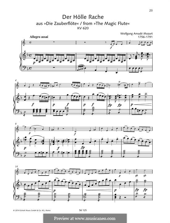 В груди моей пылает жажда мести: For any instrument and piano by Вольфганг Амадей Моцарт