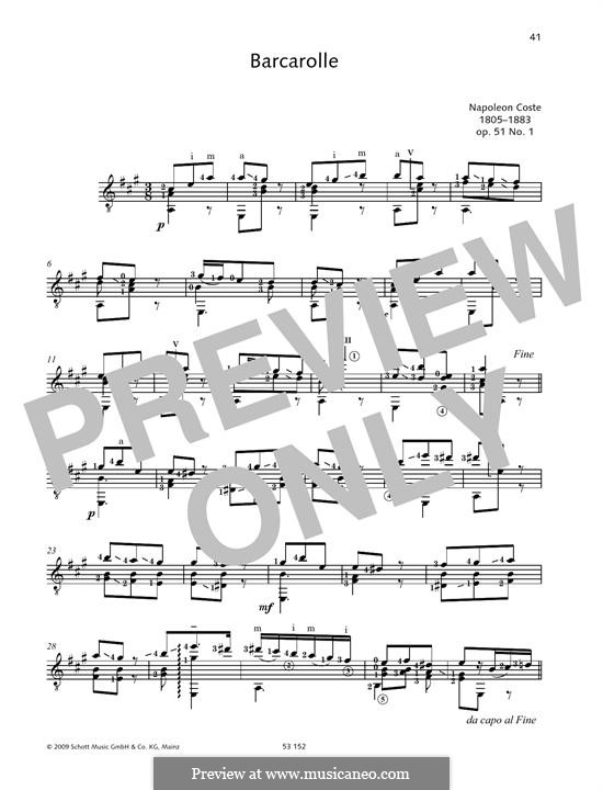 Récréation du guitariste (The Guitarist's Break), Op.51 : No.1 Barcarolle by Наполеон Кост