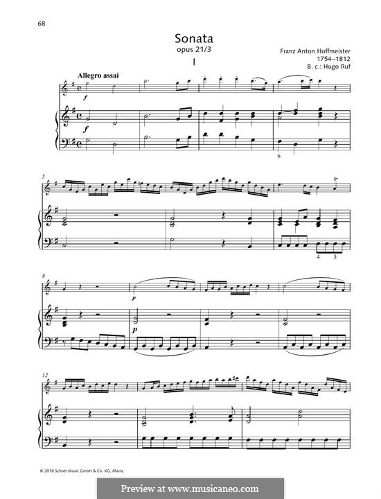 Sonata in G Major: Sonata in G Major by Франц Антон Хофмайстер
