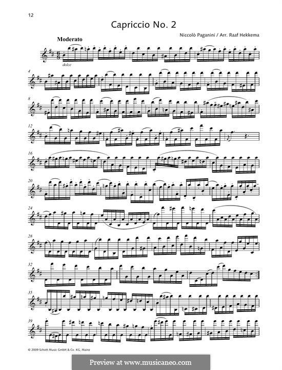 Двадцать четыре каприса, Op.1: Caprice No.2 by Никколо Паганини