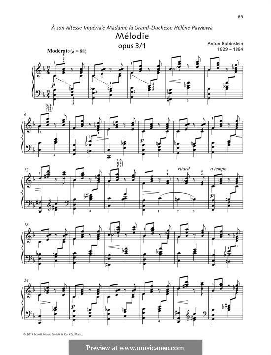 Две мелодии, Op.3: Melody No.1 by Антон Рубинштейн