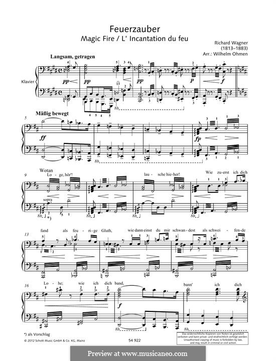 Валькирия, WWV 86b: Magic Fire, for piano by Рихард Вагнер