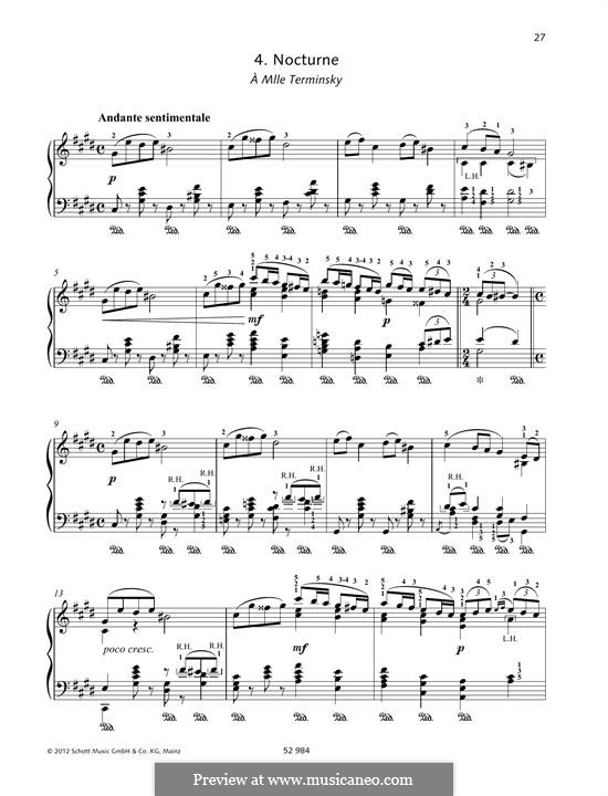 Шесть пьес для фортепиано, TH 133 Op.19: No.4 Nocturne by Петр Чайковский