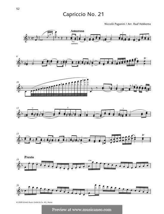 Двадцать четыре каприса, Op.1: Caprice No.21 by Никколо Паганини