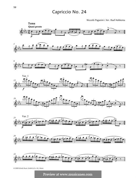 Двадцать четыре каприса, Op.1: Caprice No.24 by Никколо Паганини