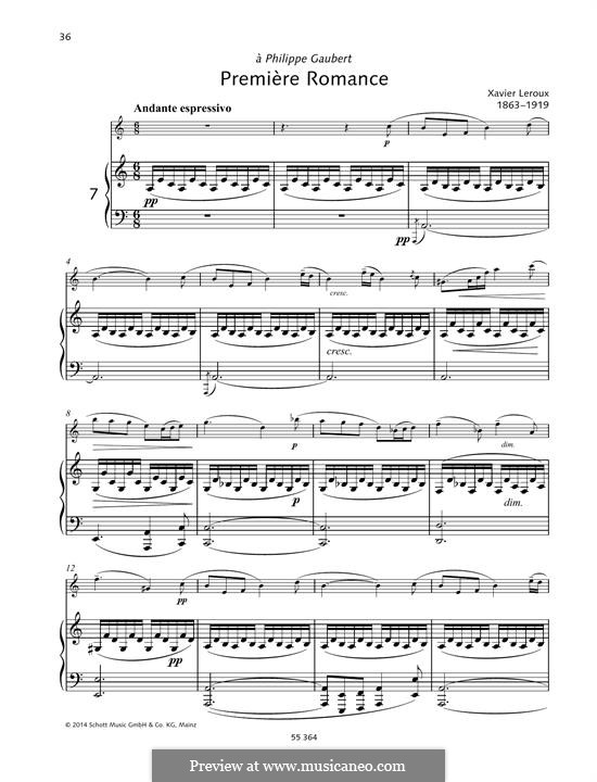 Романс No.1 ля минор для флейты и фортепиано: Партитура by Ксавье Леру