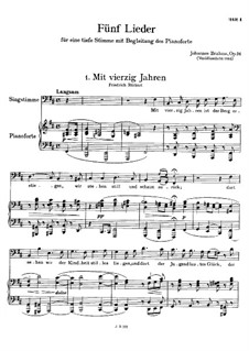 Пять песен, Op.94: Весь сборник by Иоганнес Брамс