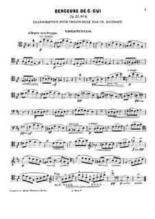 Двенадцать миниатюр, Op.20: No.8 Колыбельная, для виолончели и фортепиано – Партия виолончели by Цезарь Кюи